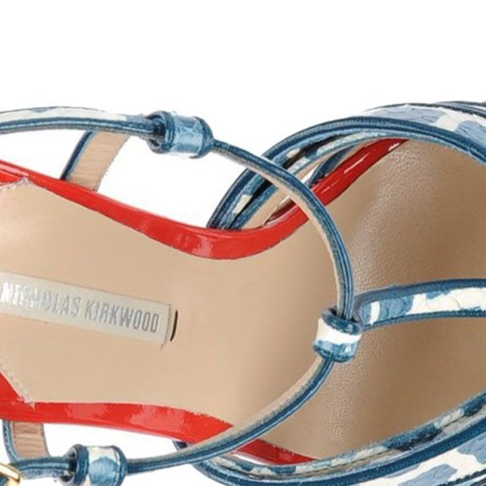NIB Nicholas Kirkwood teal/ coral snake skin runway sandals‎ - Picture 3 of 4